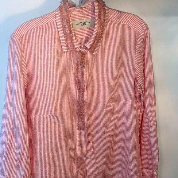 Max Mara striped button down blouse. With sequin detail - Picture 1 of 4